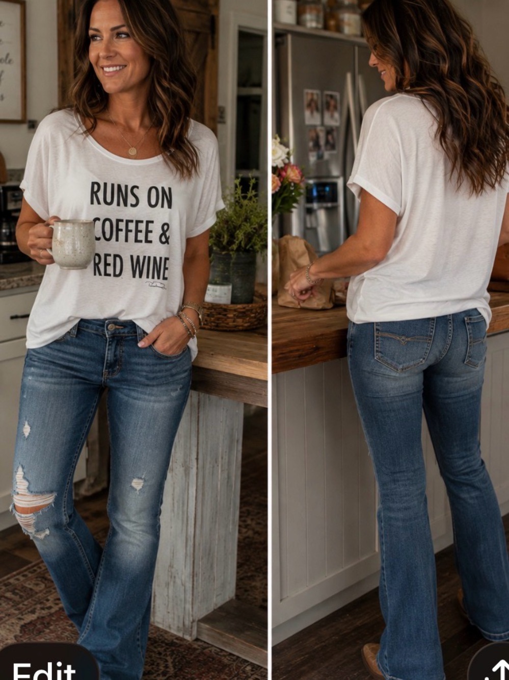 Women's White 'Runs On Coffee & Red Wine' Graphic Tee